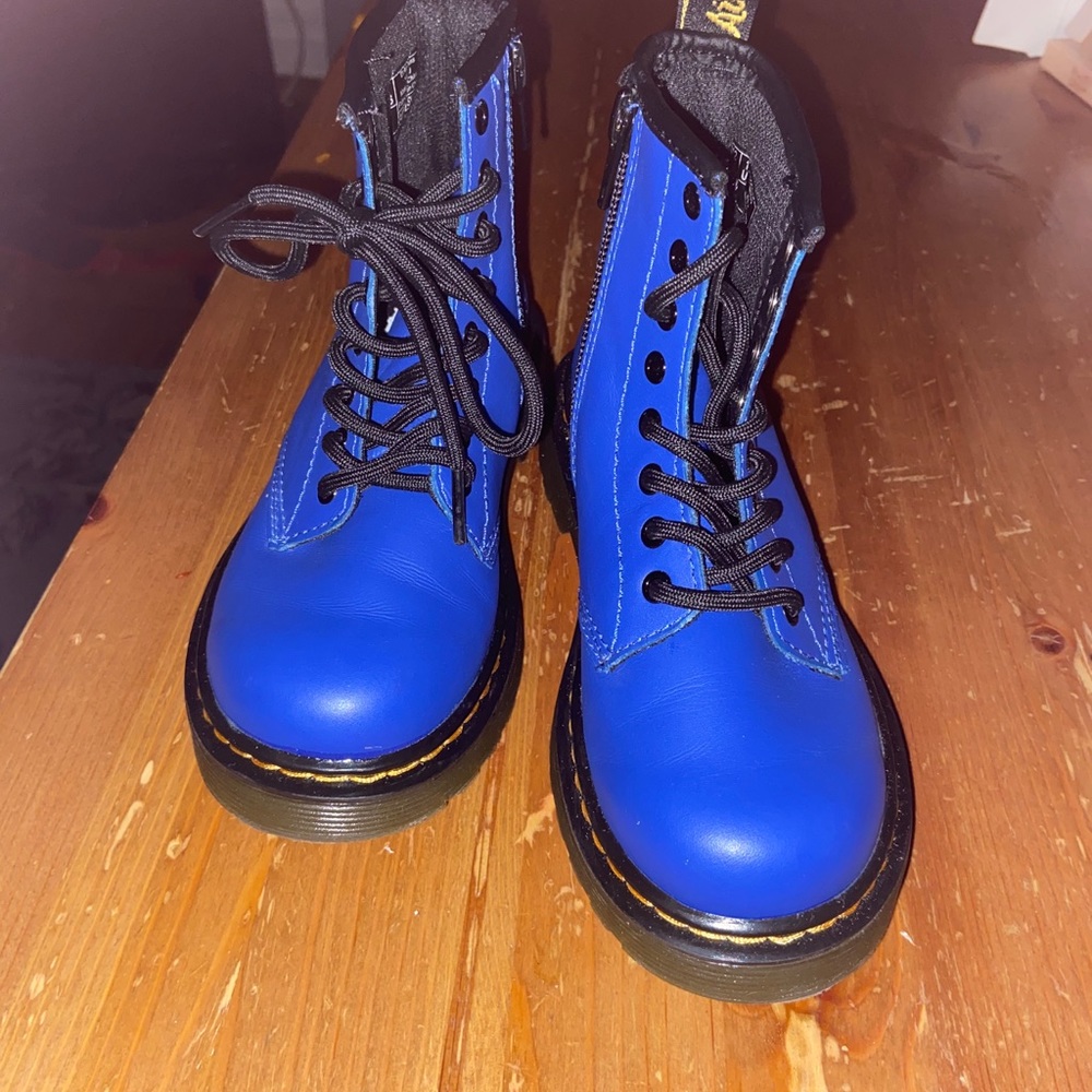 Blue Dr Martens Combat boots size little girl 13